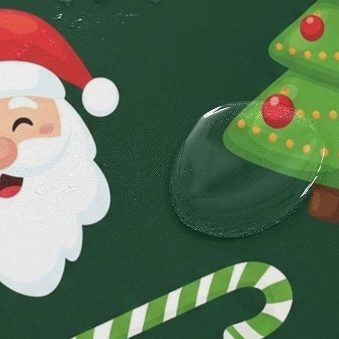 Christmas Green Santa Shower Curtain Liner 72×72 inch - Image 4