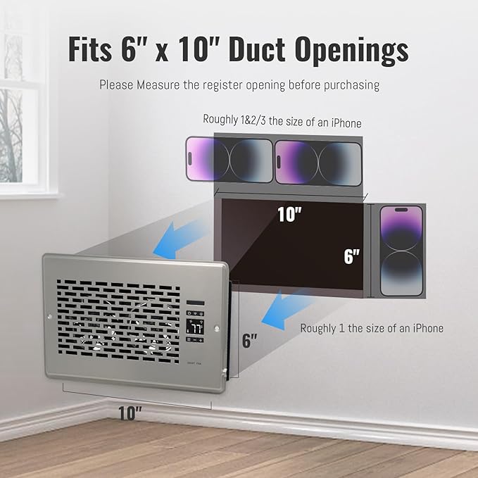 Register Booster Fan for 6" x 10" Register Holes, Quiet Vent Fan Booster - Image 3