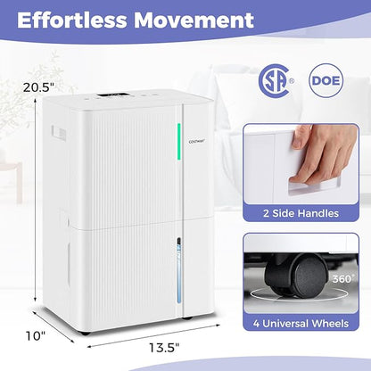 COSTWAY 96 Pints Dehumidifier for Basement, 8000 Sq.Ft Dehumidifier - Image 7