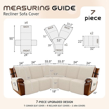 Arfntevss Waterproof Recliner Sectional Couch Covers - Image 5