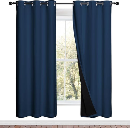 NICETOWN Moroccan Blue Full Shade Curtain Panels, Pair of Energy Smart & Noise by NICETOWN