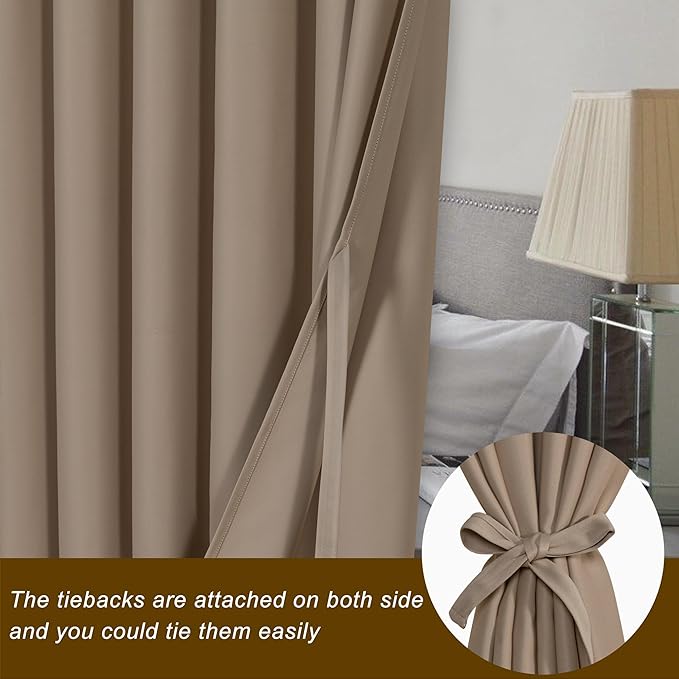 Hiasan Patio Sliding Door Curtain Panel, Camel Room Divider Grommet Blackout - Image 3