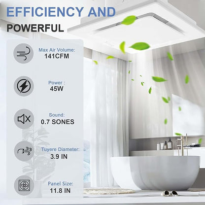 Bathroom Fan Ceiling Mount Exhaust Ventilation, 141 CFM 0.7 Sones, 4 Inches Duct - Image 3