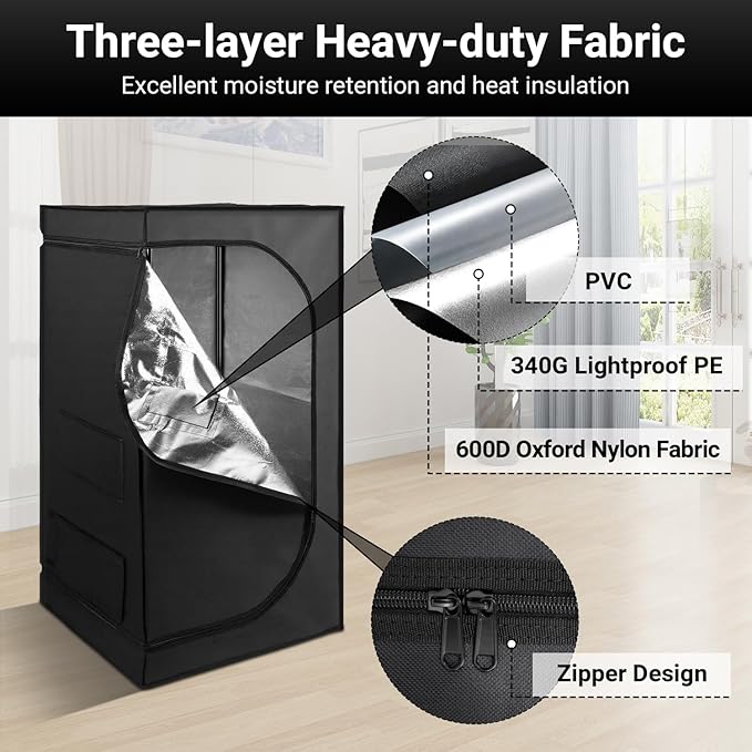 REPTIZOO 120 Gallon Reptile Tent Habitat 24"x24"x48" High Reflective Reptile - Image 4