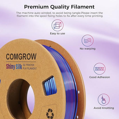 Comgrow Silk Shiny Rainbow Multi-Color 3D Printer Filament, Comgrow 3D Printing - Image 3