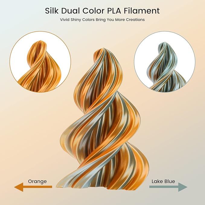 Sovol Dual Color PLA Filament 1.75mm, Silk PLA 3D Printing Material, Dual Color - Image 2