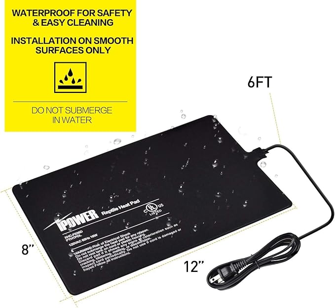 iPower 8"x12" Reptile Under Tank Heating Pad Heat Mat Terrarium Heater Warmer - Image 4