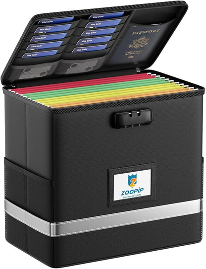 Fireproof File Box with Lock, Document Box Storage Organizer, Suitable by ZOOPIP