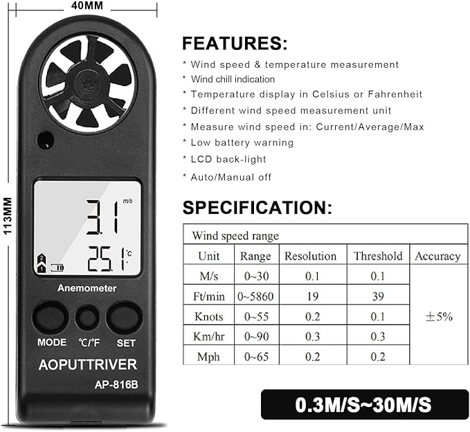 Anemometer Handheld Wind Speed Meter - Image 4