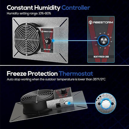 Abestorm 260CFM Crawlspace Ventilation Fans, IP-55 Rated Exhaust Fan - Image 5