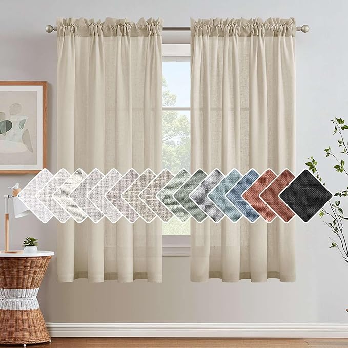 H.VERSAILTEX Linen Curtains Elegant Natural Linen Semi Sheer Curtains Energy by HVERSAILTEX