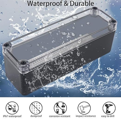 Junction Box, IP67 Waterproof ABS Black Project Box Clear Cover - Image 2