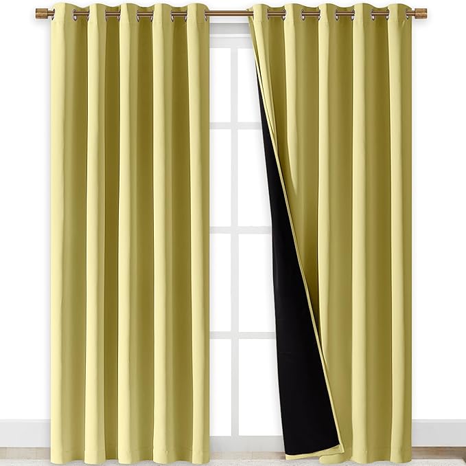NICETOWN Paler Yellow Full Shade Curtain Panels, Pair of Energy Smart & Noise by NICETOWN