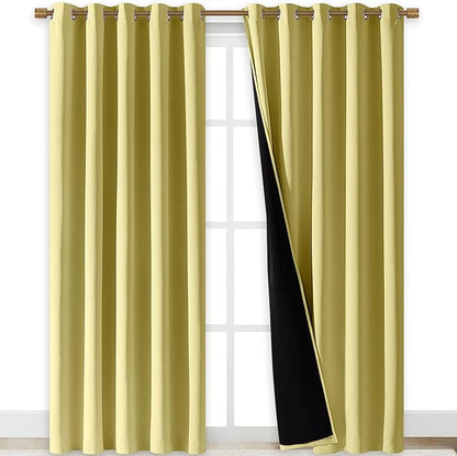 NICETOWN Paler Yellow Full Shade Curtain Panels, Pair of Energy Smart & Noise by NICETOWN