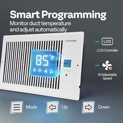 VIVOHOME 6"x12" Opening Smart Vent Register Booster Fan - Image 3