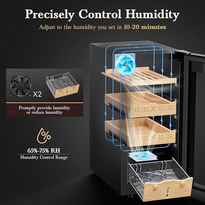 85L Electric Cigar Humidor Cabinet-700 Counts Large Capacity-Intelligent - Image 4
