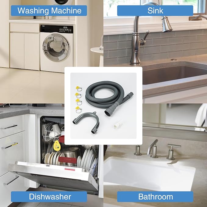 10ft Washing Machine Drain Hose Extension Kit, Universal 7PCS Set - Image 7
