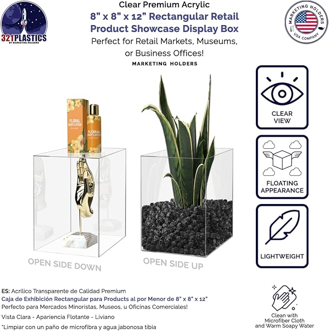8" x 8" x 12" Clear Acrylic Display Box - Image 2