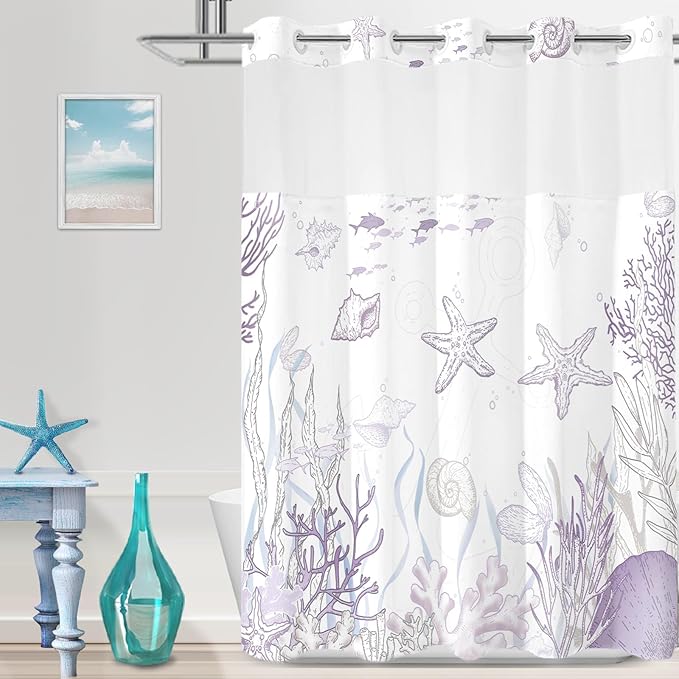 Extra Long No Hook Shower Curtain by TWLSNCD