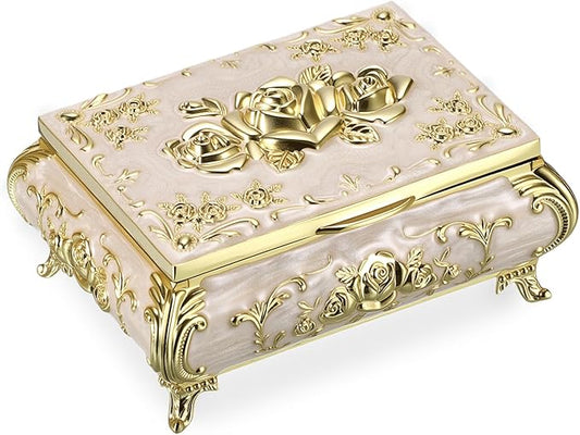Hipiwe Vintage Jewelry Box Metal Trinket Chest Treasure Display Case by Hipiwe
