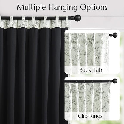 jinchan Pinch Pleated 95% Blackout Floral Curtains, Sage Green 96 Inches Long - Image 4