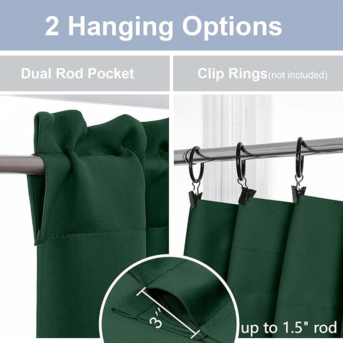 Chyhomenyc Ever Green Short Blackout Curtains 24 Inch Length, Small Kitchen - Image 5