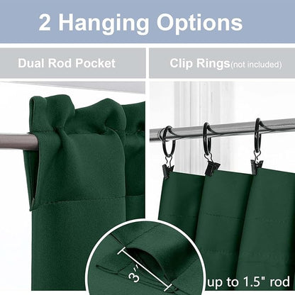 Chyhomenyc Ever Green Short Blackout Curtains 24 Inch Length, Small Kitchen - Image 5