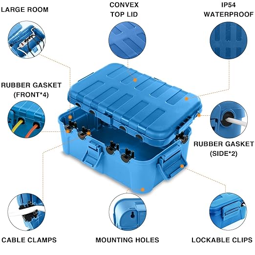 Flemoon Large Outdoor Electrical Box, IP54 Waterproof Outdoor Extension Cord - Image 3