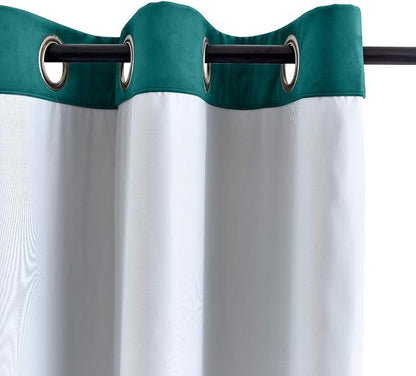 ChadMade Extra Long Blackout Lined Premium Velvet Curtain Everlade Teal - Image 3
