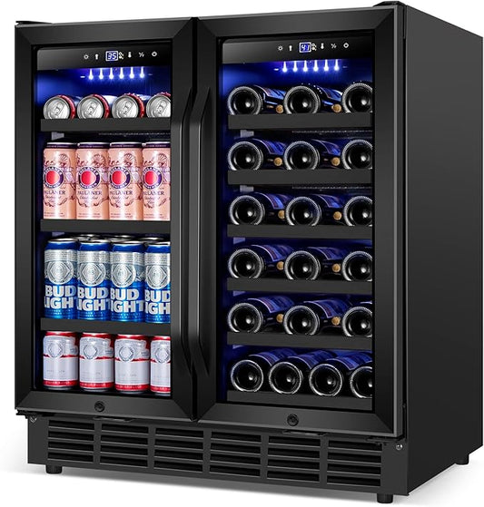 30 Inch Wine and Beverage Refrigerator, Upgrade Dual Zone Wine Cooler by Velieta-SpecialistinFridge