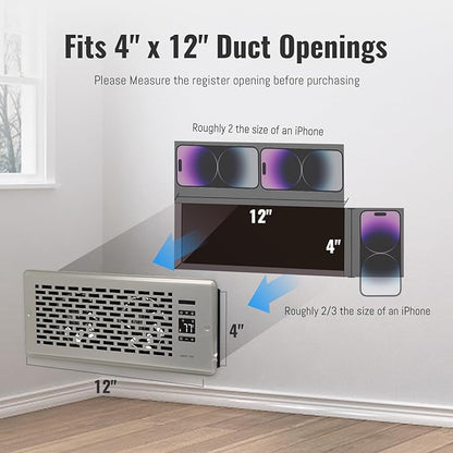 Register Booster Fan for 4" x 12" Register Holes, Quiet Vent Fan Booster - Image 3