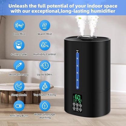 6L Humidifiers for Bedroom Large Room Home, Cool and Warm Humidifier for Plants - Image 4