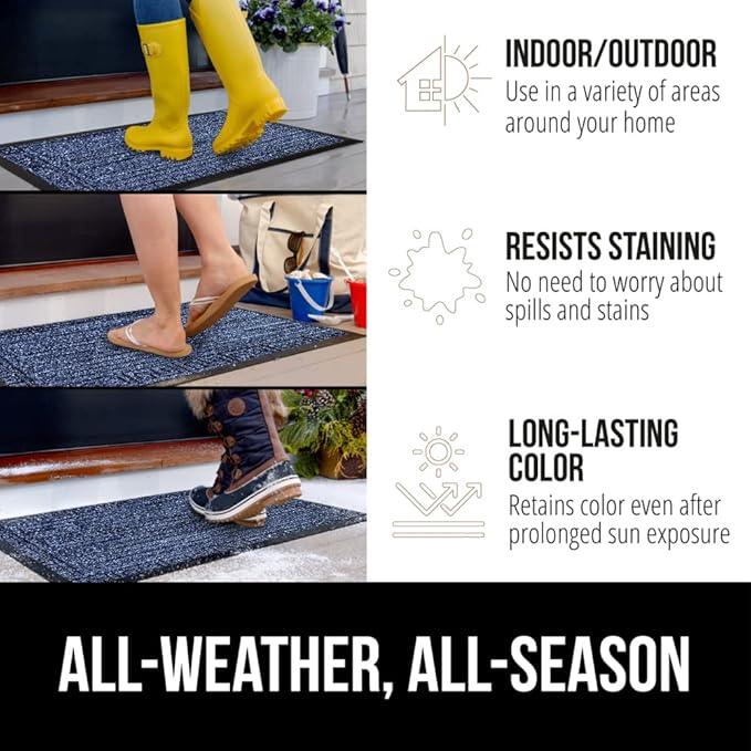 GORILLA GRIP 100% Waterproof All-Season WeatherMax Doormat, US Designed Natural - Image 3