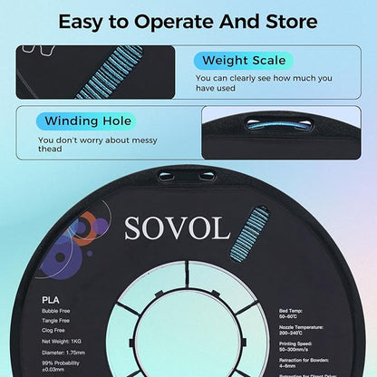 Sovol Silk PLA Filament with Blue Glitter 1kg 1.75mm, Color Changeable 3D - Image 6