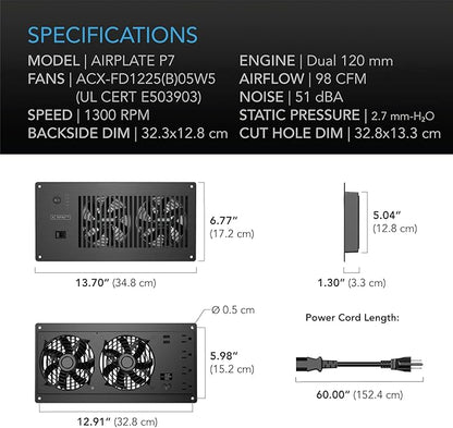AC Infinity AIRPLATE P7, Quiet Cooling Cabinet Fan System - Image 6