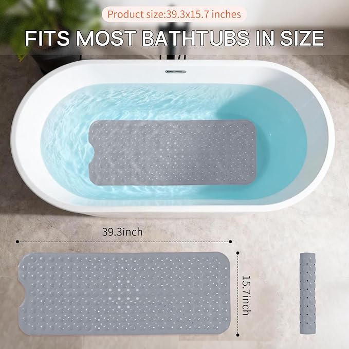 Anti-Slip Bathtub Shower mat, 39.3×15.7 inch（Approximately 100 × 40cm） Soft - Image 4