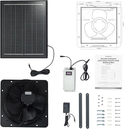 GROWNEER Solar Powered Exhaust Fan, 30W Solar Panel+12" High Speed Solar - Image 8