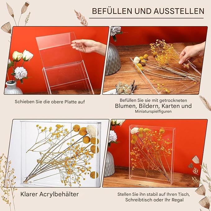 Acrylic Storage Box, Dried Flowers Display Case, Trading Cards, Entrance Tickets - Image 5