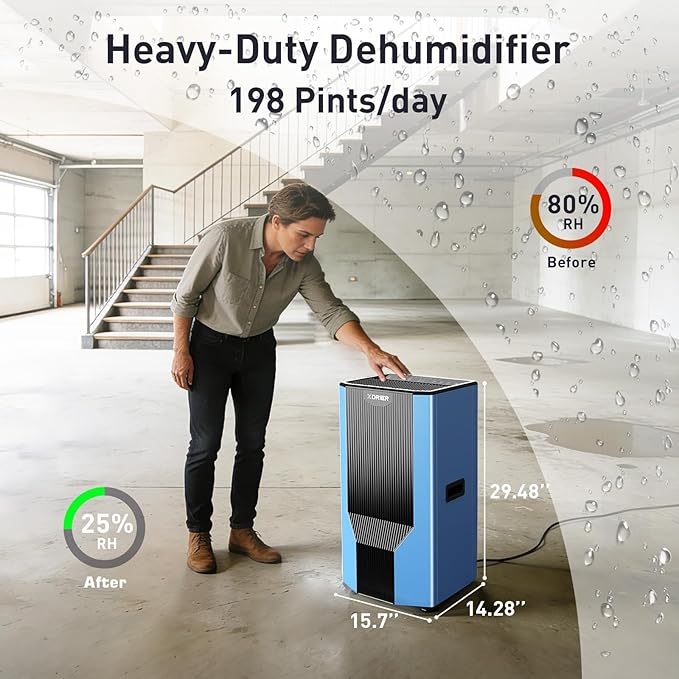 198 Pints Dehumidifier with Pump and Drain Hose - Image 5