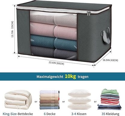 Large Storage Bags, 2 Pack Clothes Storage Bins Foldable Closet Organizers - Image 2