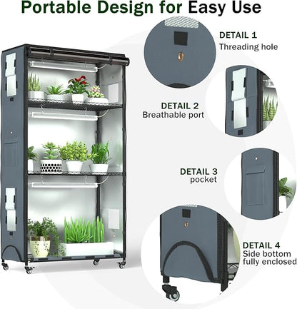 Indoor Orchid Greenhouse with Grow Lights, 4-Tier Plant Stand with 3 Full - Image 4