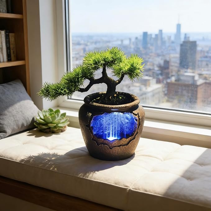 12Inch Fake Bonsai Tree Small Waterfall Fountain Indoor Tabletop Decoration - Image 8