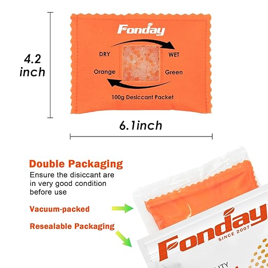 100g x 5 Packs Fonday Rechargeable Silica Gel Desiccant Packets Fast Reactivate - Image 8