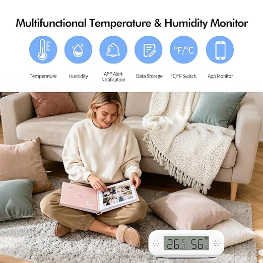 eMylo WiFi Thermometer Hygrometer Sensor, Wireless Indoor Temperature Humidity - Image 2