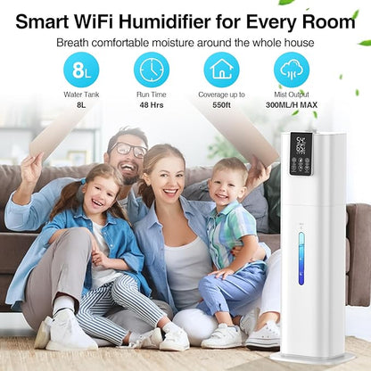 Smart Humidifiers Large Room Bedroom Home, 2.11Gal Quiet Top Fill Cool Mist - Image 2