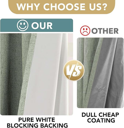 H.VERSAILTEX Linen Blackout Curtains 45 Inches Long 100% Absolutely Blackout - Image 3