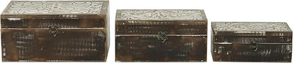 Deco 79 Wood Floral Handmade Decorative Box Decorative Keepsake Boxes - Image 4