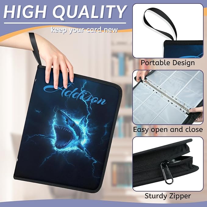 Custom Shark Card Binder, 9-Pocket Trading Card Binder, Personalized Card - Image 5
