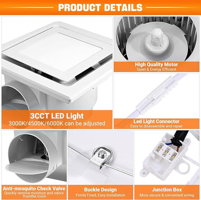 FEITON Square Bathroom Exhaust Fan - Image 5
