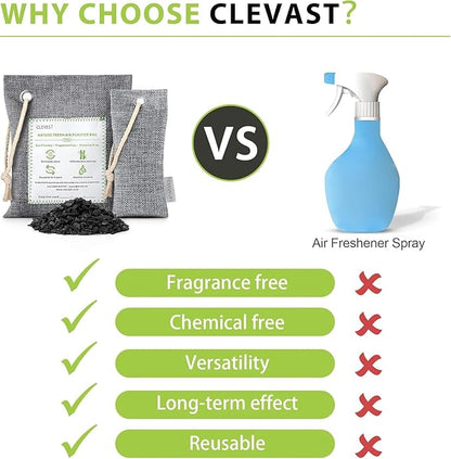 CLEVAST 14 Pack Activated Bamboo Charcoal Air Purifying Bags, Natural Fresh - Image 4